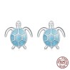 Colar/brinco tartaruga azul - conjunto - prata de lei 925