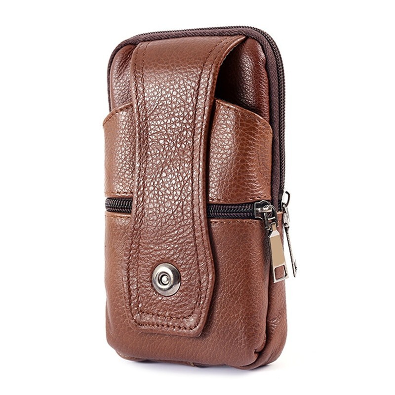 Bolsa de cintura de couro vintage - com alça / zíper