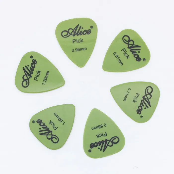 Palhetas de guitarra - 0,58 mm - 0,71 mm - 0,81 mm - 0,96 mm - 1,2 mm - 1,5 mm - 6 peças