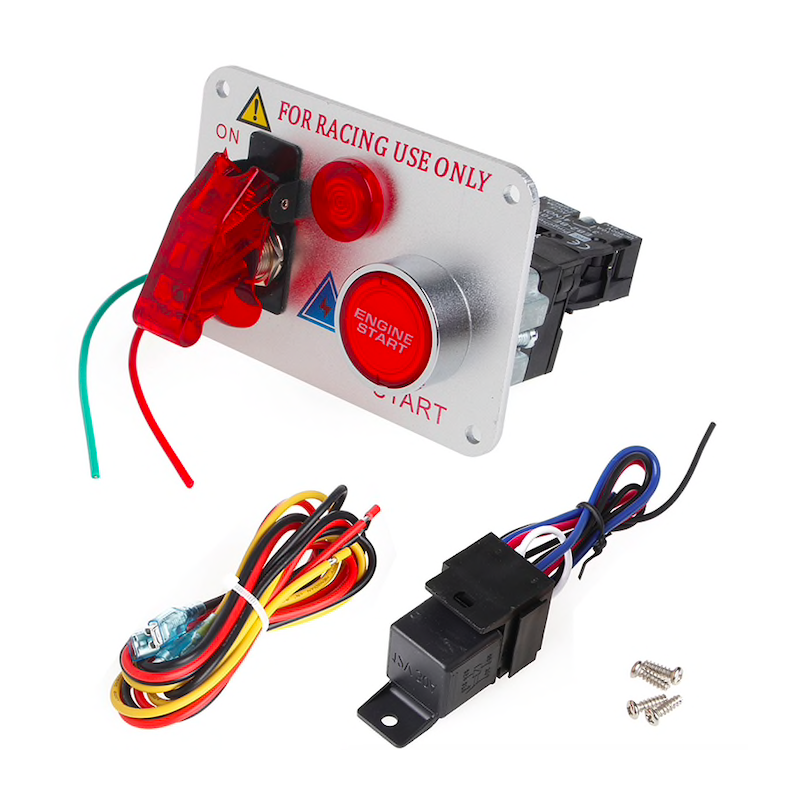 12V - red LED - racing car engine start - push button ignition switch - panel toggleSwitches
