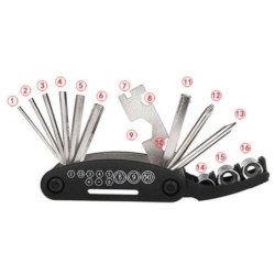 16 em 1 kit de reparo de bicicleta multifuncional
