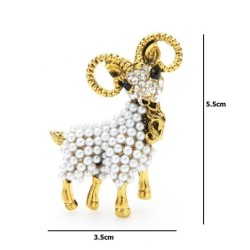 Cabra dourada com pérolas - broche vintage