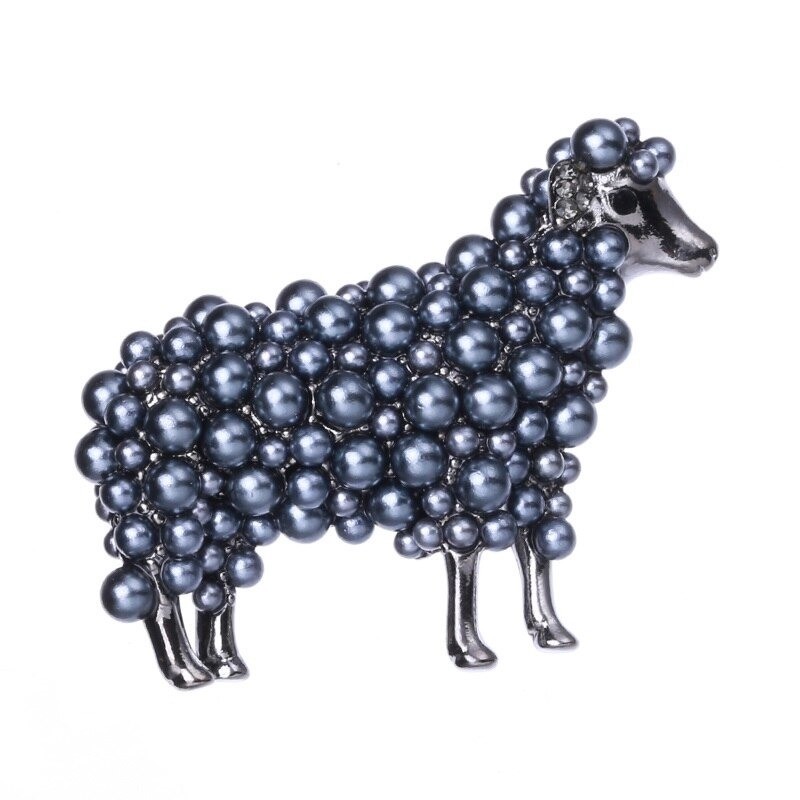 Broche de ovelha com pérolas