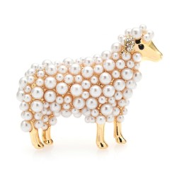 Broche de ovelha com pérolas