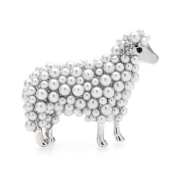 Broche de ovelha com pérolas