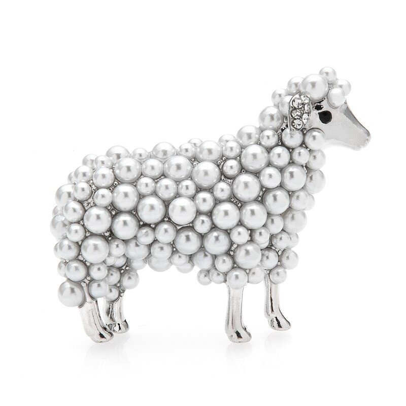 Broche de ovelha com pérolas