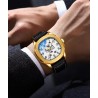 CHENXI - relógio de quartzo mecânico automático - à prova d'água - design de esqueleto - ouro / branco