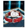 CHENXI - elegant Quartz watch with rhinestones - waterproof - leather strap - dark redWatches