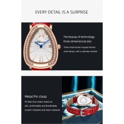 CHENXI - elegant Quartz watch with rhinestones - waterproof - leather strap - greenWatches