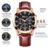 CHENXI - relógio esportivo de quartzo - à prova d'água - pulseira de couro - preto / ouro rosa