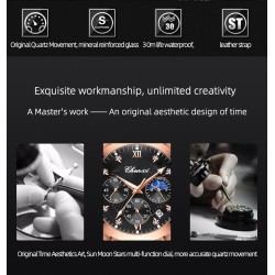 CHENXI - sports Quartz watch - waterproof - leather strap - black / rose goldWatches