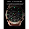 CHENXI - relógio esportivo de quartzo - à prova d'água - pulseira de couro - preto / ouro rosa