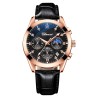CHENXI - relógio esportivo de quartzo - à prova d'água - pulseira de couro - preto / ouro rosa