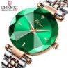 CHENXI - relógio de quartzo de luxo - ouro rosa - aço inoxidável - à prova d'água - verde