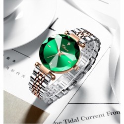 CHENXI - relógio de quartzo de luxo - ouro rosa - aço inoxidável - à prova d'água - verde