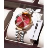 CHENXI - relógio de quartzo de luxo - ouro rosa - aço inoxidável - à prova d'água - vermelho