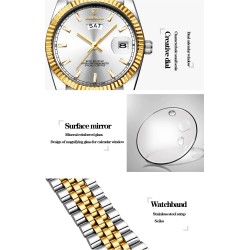 CHENXI - relógio de quartzo de luxo - cronógrafo - calendário duplo - à prova d'água - aço inoxidável