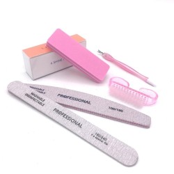 Conjunto manicure/pedicure - lima/escova/tampão/cortador de cutículas - conjunto 6 peças