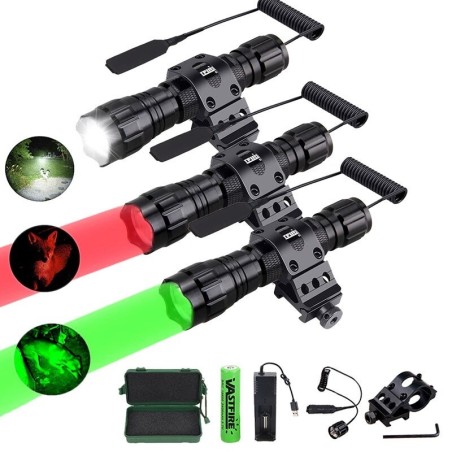 Q5 T6 - 5000lm - lanterna LED - bateria 18650 - carregador USB - luz vermelha
