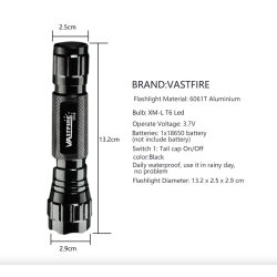 Q5 T6 - 5000lm - lanterna LED - bateria 18650 - carregador USB - luz verde