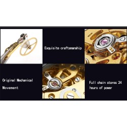CHENXI - relógio quadrado automático - design vazado - pulseira de couro - preto / verde