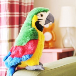 Papagaio falante de pelúcia - repete o que você diz - balança as asas - brinquedo de pelúcia