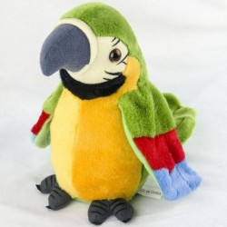 Papagaio falante de pelúcia - repete o que você diz - balança as asas - brinquedo de pelúcia