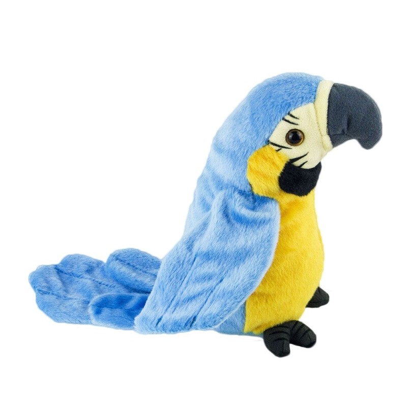 Papagaio falante de pelúcia - repete o que você diz - balança as asas - brinquedo de pelúcia