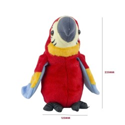 Papagaio falante de pelúcia - repete o que você diz - balança as asas - brinquedo de pelúcia