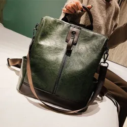 Mochila de couro vintage - bolsa de ombro - grande capacidade