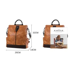 Mochila de couro vintage - bolsa de ombro - grande capacidade
