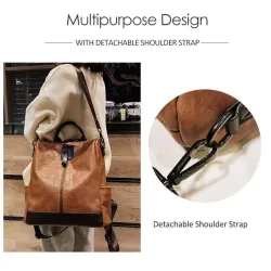 Mochila de couro vintage - bolsa de ombro - grande capacidade