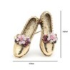 Broche retrô - sapatos dourados / flores de strass