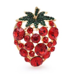 Morango de cristal vermelho - broche