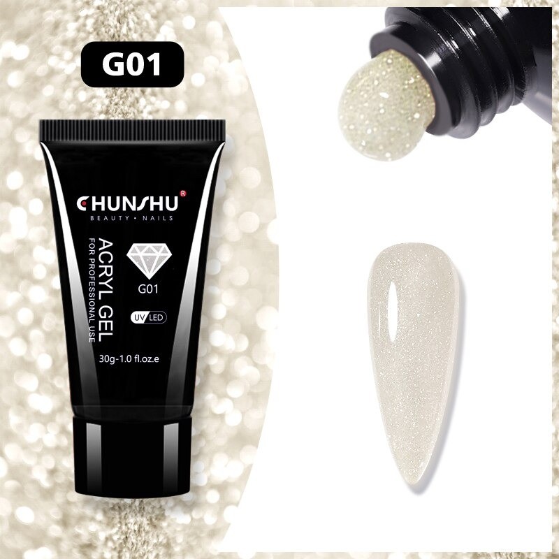 Gel de unhas acrílico glitter - gel de construção