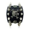 Pulseira larga de couro - rebites - caveira - estilo punk