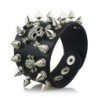 Pulseira larga de couro - rebites - caveira - estilo punk