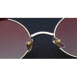 Óculos de sol redondo gótico / steampunk - lente vermelha - armação de metal - UV 400 - unissex