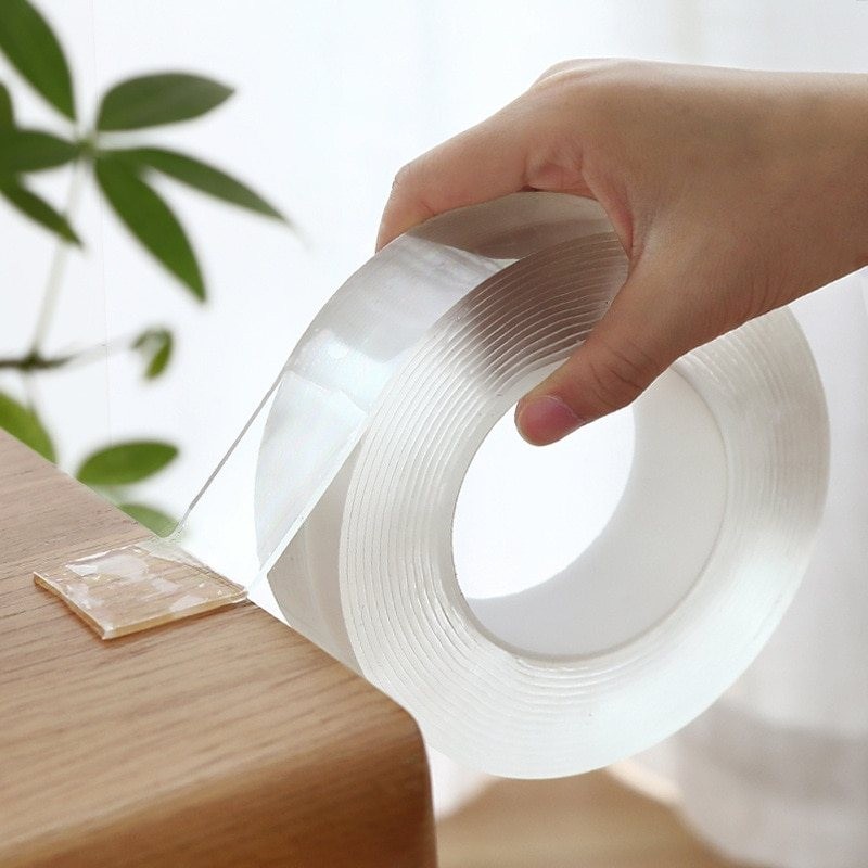 Nanofita dupla face - adesiva - transparente - reutilizável - à prova d'água