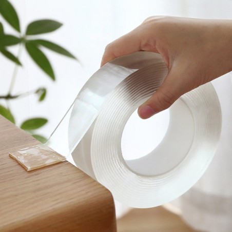 Nanofita dupla face - adesiva - transparente - reutilizável - à prova d'água