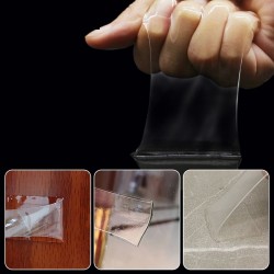 Nanofita dupla face - adesiva - transparente - reutilizável - à prova d'água