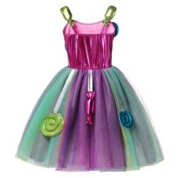 Vestido de princesa - pirulitos / doces / cores do arco-íris - fantasia de menina