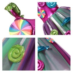 Vestido de princesa - pirulitos / doces / cores do arco-íris - fantasia de menina