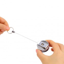 Fio de aço retrátil - corrente elástica - chaveiro de aço inox