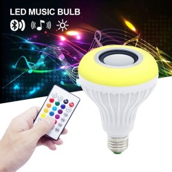 Lâmpada inteligente RGB / LED - regulável - com altifalante Bluetooth - remoto - E27 - 12W
