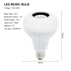 Smart RGB / LED bulb - dimmable - with Bluetooth speaker - remote - E27 - 12WBluetooth speakers