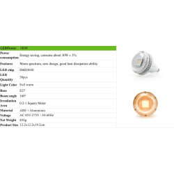 Lâmpada LED - luz de crescimento de plantas - espectro completo - hidropônico - E27 - 100W - 150W - 300W