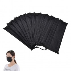 Máscaras de proteção facial / bucal - descartáveis - 4 camadas - preto - 50 peças