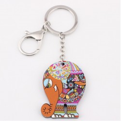 Elefante acrílico colorido - chaveiro