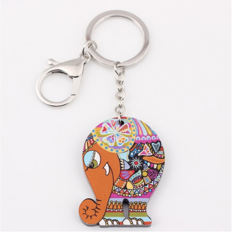 Elefante acrílico colorido - chaveiro